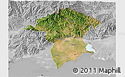 Satellite 3D Map of Xanthi, lighten, desaturated