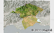 Satellite 3D Map of Xanthi, lighten, semi-desaturated