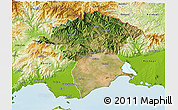 Satellite 3D Map of Xanthi, physical outside