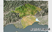 Satellite 3D Map of Xanthi, semi-desaturated