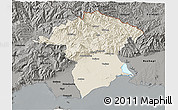 Shaded Relief 3D Map of Xanthi, darken, semi-desaturated