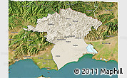 Shaded Relief 3D Map of Xanthi, satellite outside