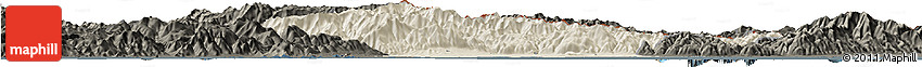 Shaded Relief Horizon Map of Xanthi, darken