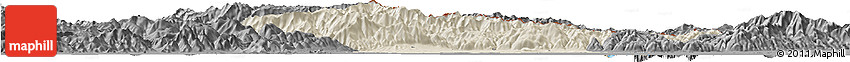 Shaded Relief Horizon Map of Xanthi, darken, desaturated