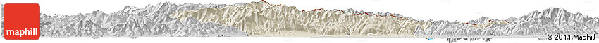 Shaded Relief Horizon Map of Xanthi, desaturated