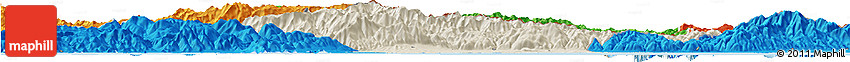 Shaded Relief Horizon Map of Xanthi, political outside