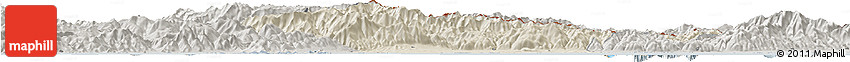 Shaded Relief Horizon Map of Xanthi, semi-desaturated
