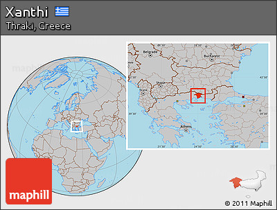 Gray Location Map of Xanthi