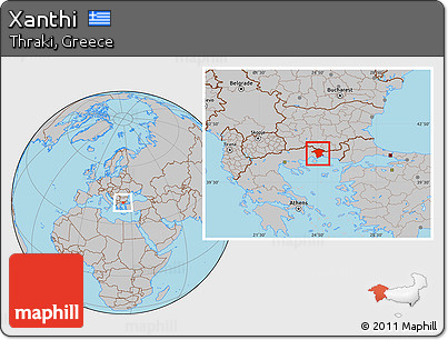 Gray Location Map of Xanthi