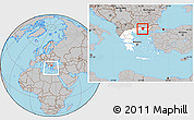 Gray Location Map of Xanthi, highlighted country, within the entire country