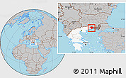 Gray Location Map of Xanthi, highlighted country, highlighted parent region