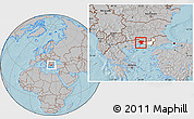 Gray Location Map of Xanthi, highlighted parent region, hill shading