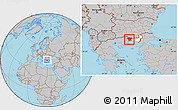 Gray Location Map of Xanthi, highlighted parent region