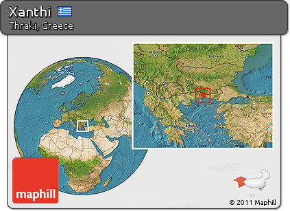 Satellite Location Map of Xanthi