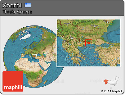 Satellite Location Map of Xanthi