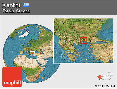 Satellite Location Map of Xanthi