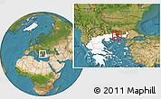Satellite Location Map of Xanthi, highlighted country