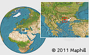Satellite Location Map of Xanthi, highlighted parent region