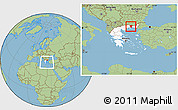 Savanna Style Location Map of Xanthi, highlighted country, within the entire country