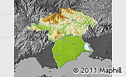 Physical Map of Xanthi, darken, desaturated