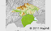 Physical Map of Xanthi, lighten, desaturated