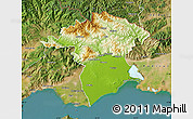 Physical Map of Xanthi, satellite outside
