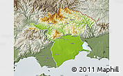 Physical Map of Xanthi, semi-desaturated