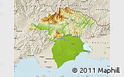 Physical Map of Xanthi, shaded relief outside