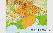 Political Map of Xanthi, physical outside