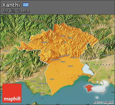 Political Map of Xanthi, satellite outside