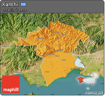 Political Map of Xanthi, satellite outside