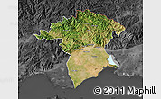 Satellite Map of Xanthi, darken, desaturated