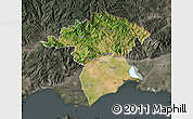 Satellite Map of Xanthi, darken, semi-desaturated