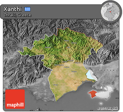 Satellite Map of Xanthi, desaturated
