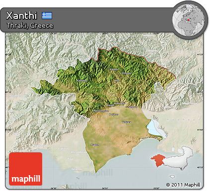 Satellite Map of Xanthi, lighten