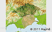 Satellite Map of Xanthi, physical outside