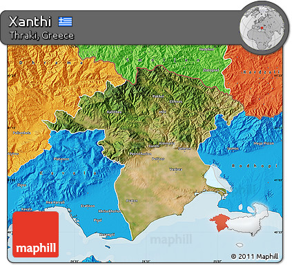 Satellite Map of Xanthi, political outside