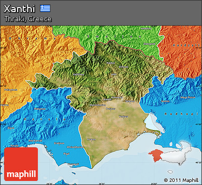 Satellite Map of Xanthi, political outside
