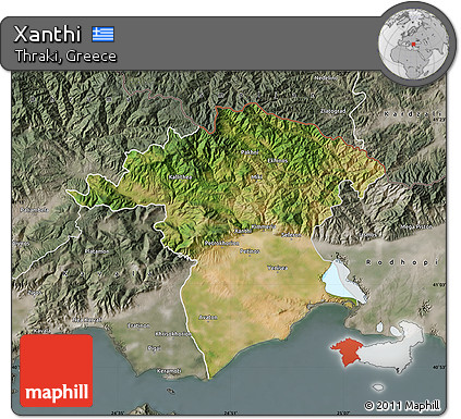Satellite Map of Xanthi, semi-desaturated