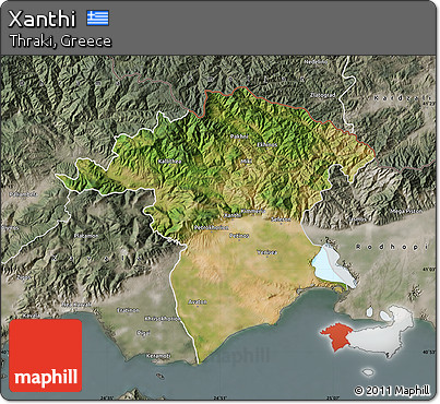 Satellite Map of Xanthi, semi-desaturated
