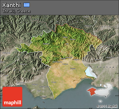 Satellite Map of Xanthi, semi-desaturated
