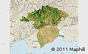 Satellite Map of Xanthi, shaded relief outside