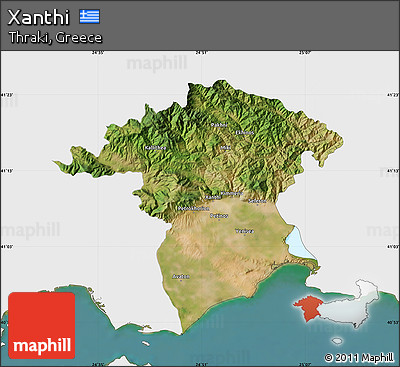 Satellite Map of Xanthi, single color outside