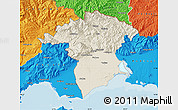 Shaded Relief Map of Xanthi, political outside