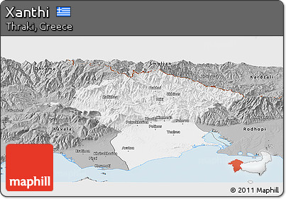 Gray Panoramic Map of Xanthi