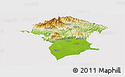 Physical Panoramic Map of Xanthi, cropped outside