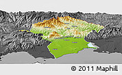 Physical Panoramic Map of Xanthi, darken, desaturated