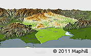 Physical Panoramic Map of Xanthi, darken