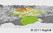 Physical Panoramic Map of Xanthi, desaturated
