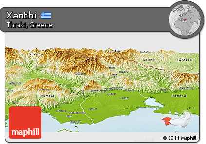 Physical Panoramic Map of Xanthi